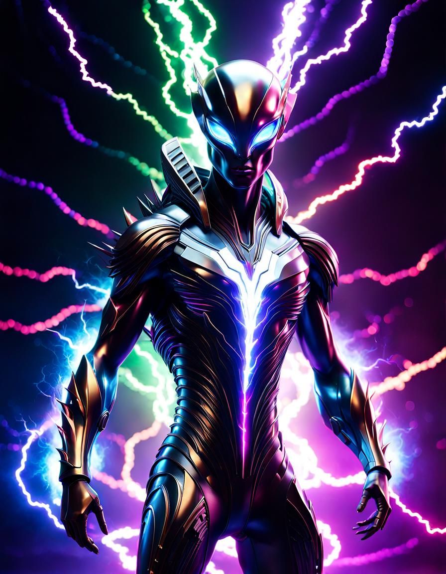 Electric Alien Portrait in Sci-Fi Style