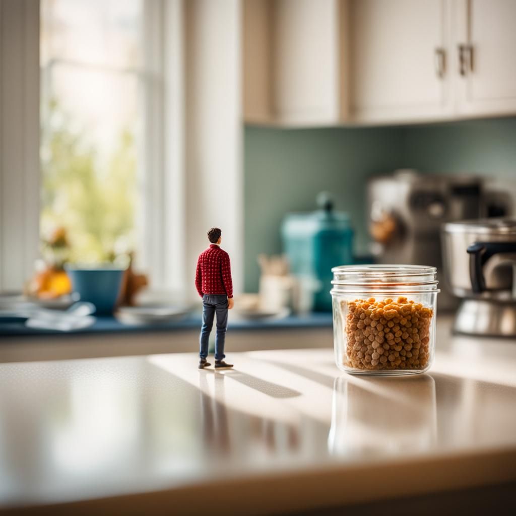 Miniature Human on Kitchen Counter: Professional Photography