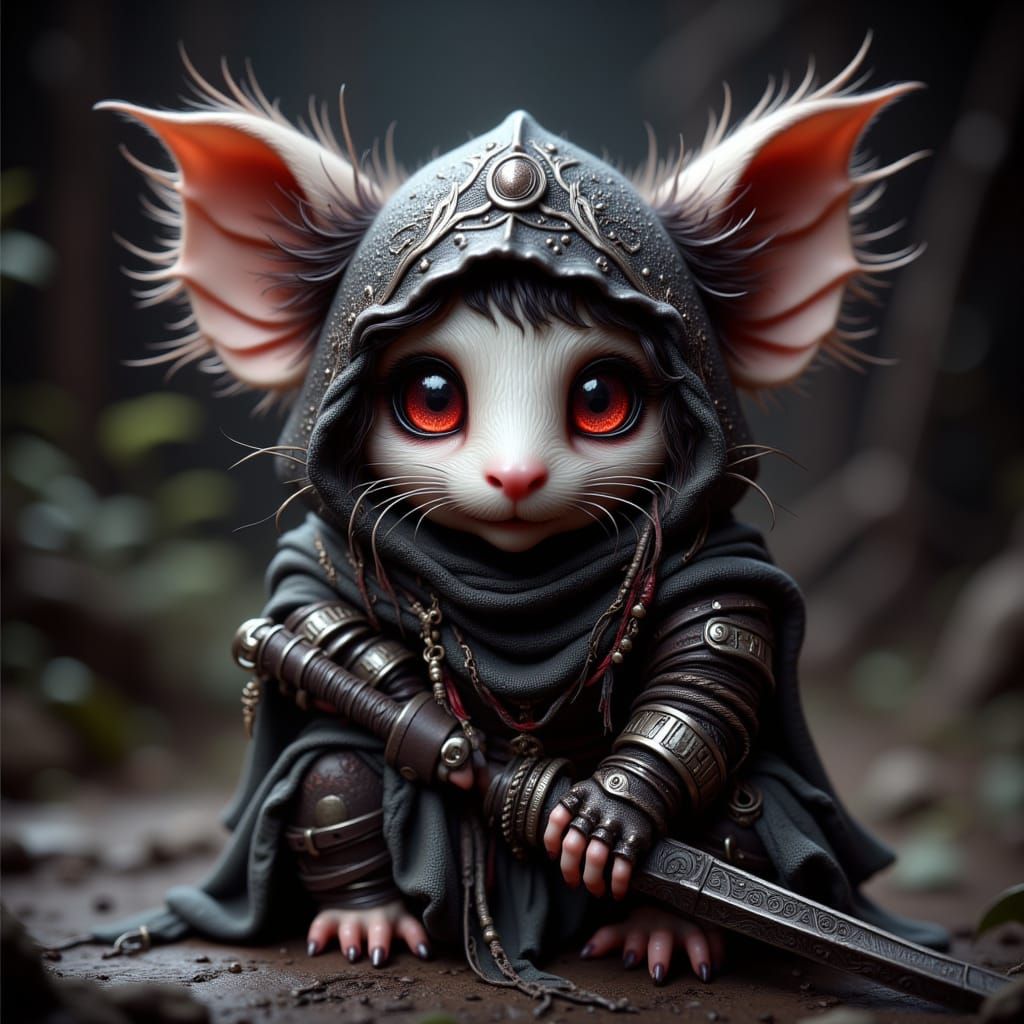 Revenant Guinea Pig D&D Mini in Death Knight Armor