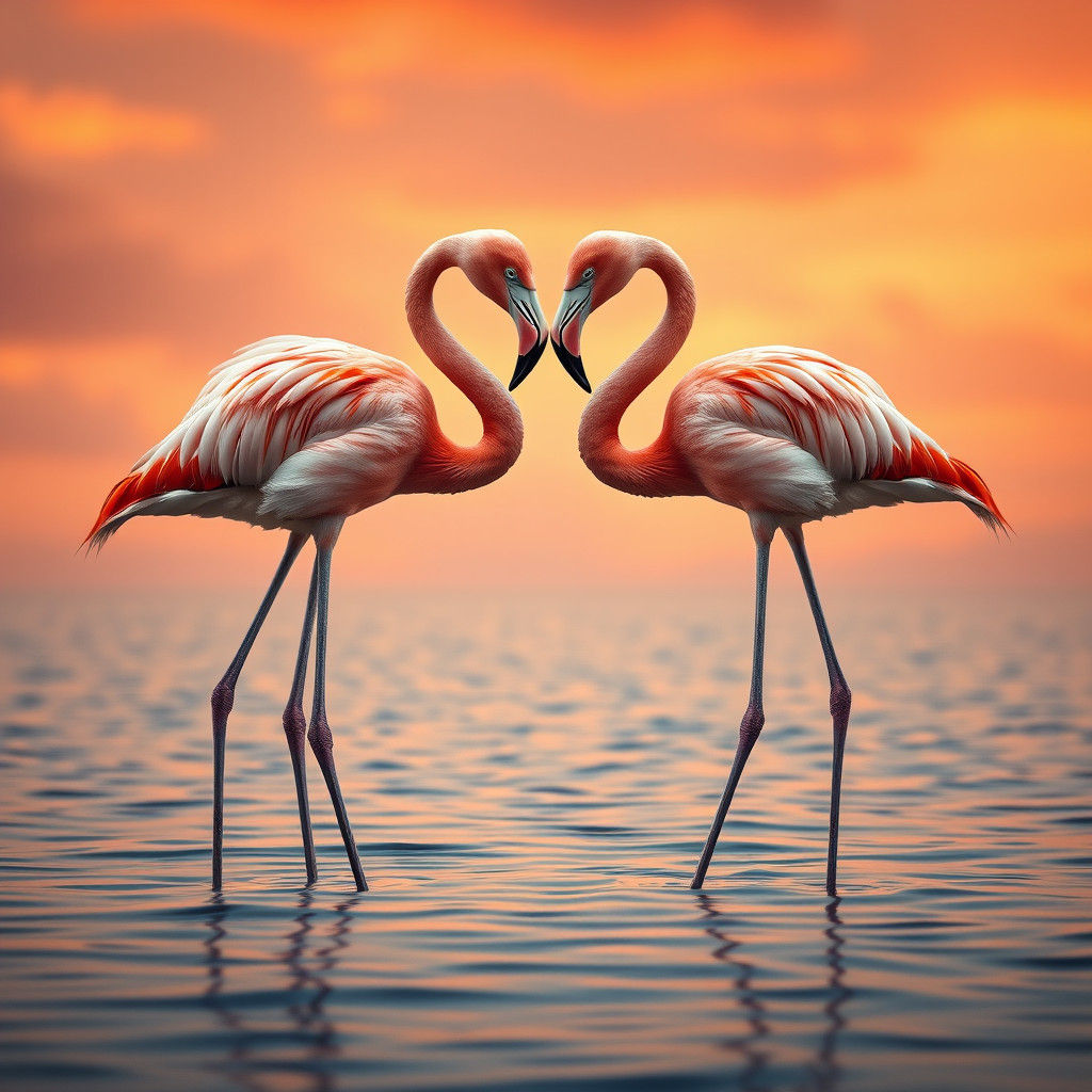 Flamingos Form Heart in Hyperrealistic HDR Photo