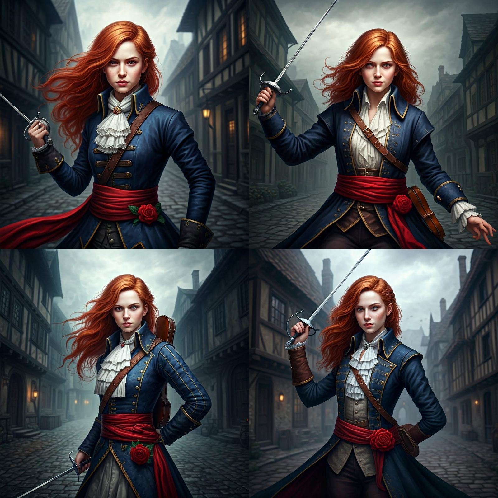 Medieval Duelist Girl with Rapier and Violin