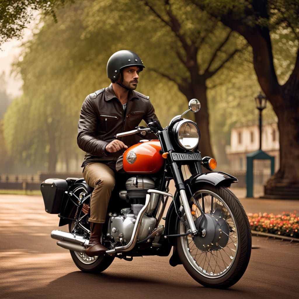 Royal Enfield Classic 350 Beside Town Park