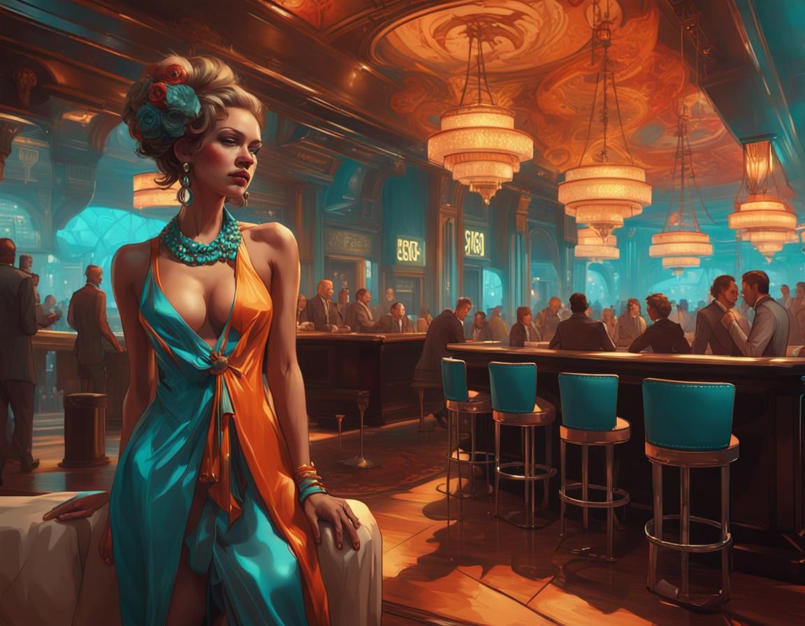 Mafia Giant in Beanstalk Lounge: Dark Fantasy Concept Art