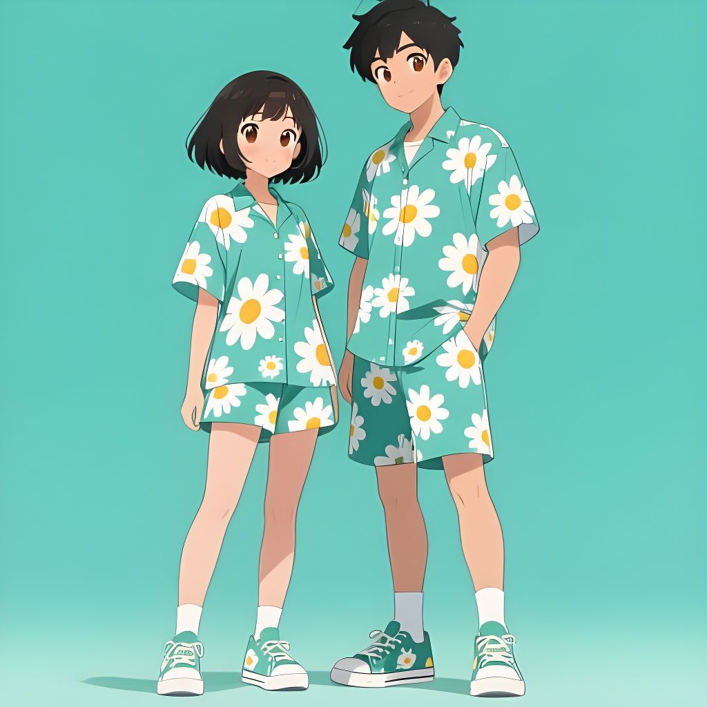 Couple in Matching Daisy Outfits