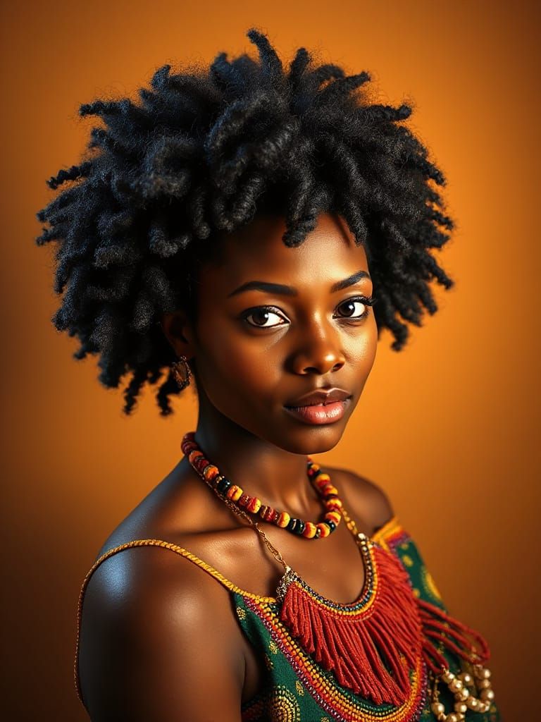 Zulu Woman Portrait with Traditional Beadwork in Vibrant Col...