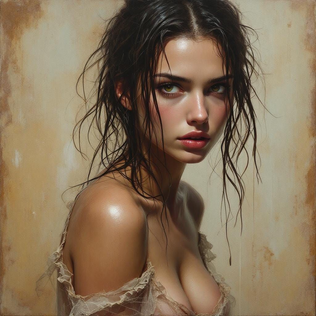 Sensual Oil Painting of a Young Woman