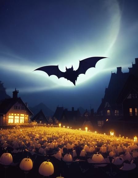 Atmospheric Bats in Traditional Animation Style