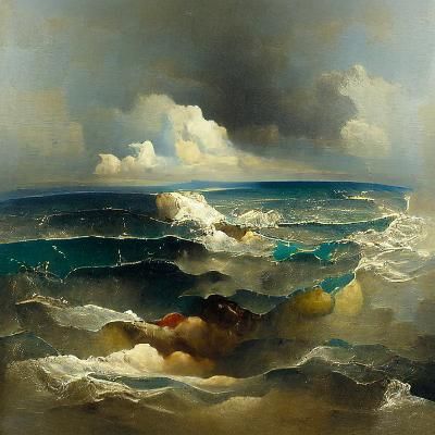 Dramatic Ocean Scene in Romantic Style
