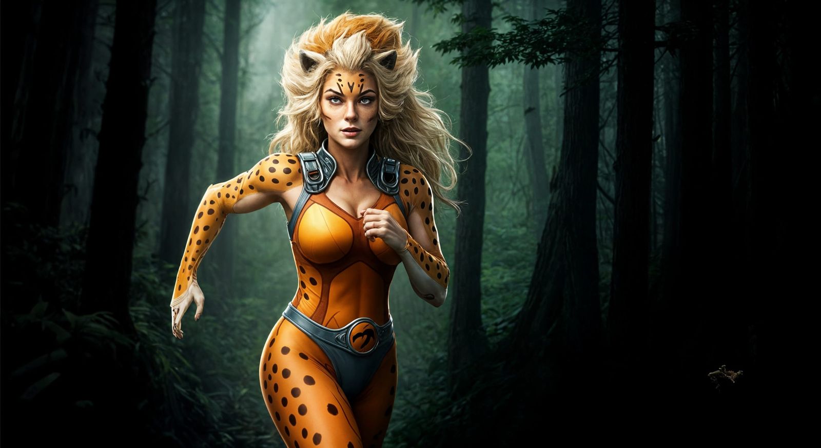 Cheetara of Thundercats Running Through a Forest