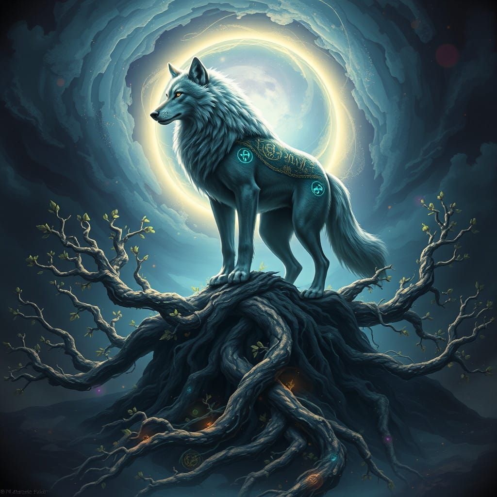 Majestic Elemental Wolf in Mystical Vortex