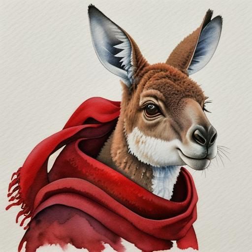 Kangaroo with red scarf