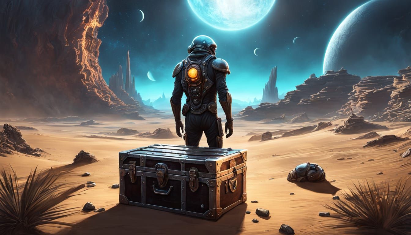 Alien Explorer Discovers Ancient Treasure Chest