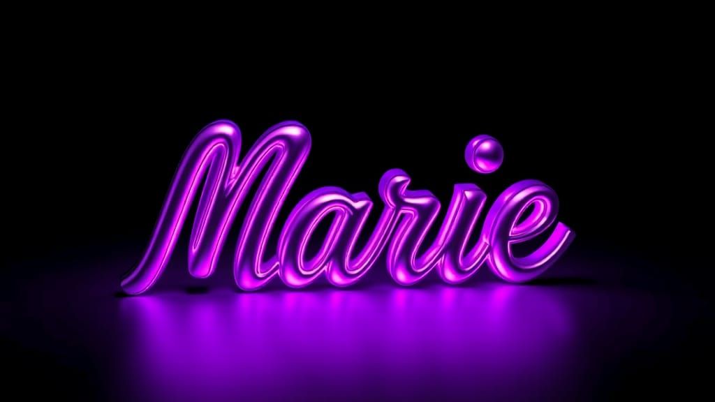 Luminescent 3D Lettering of Marie in Psychedelic Style