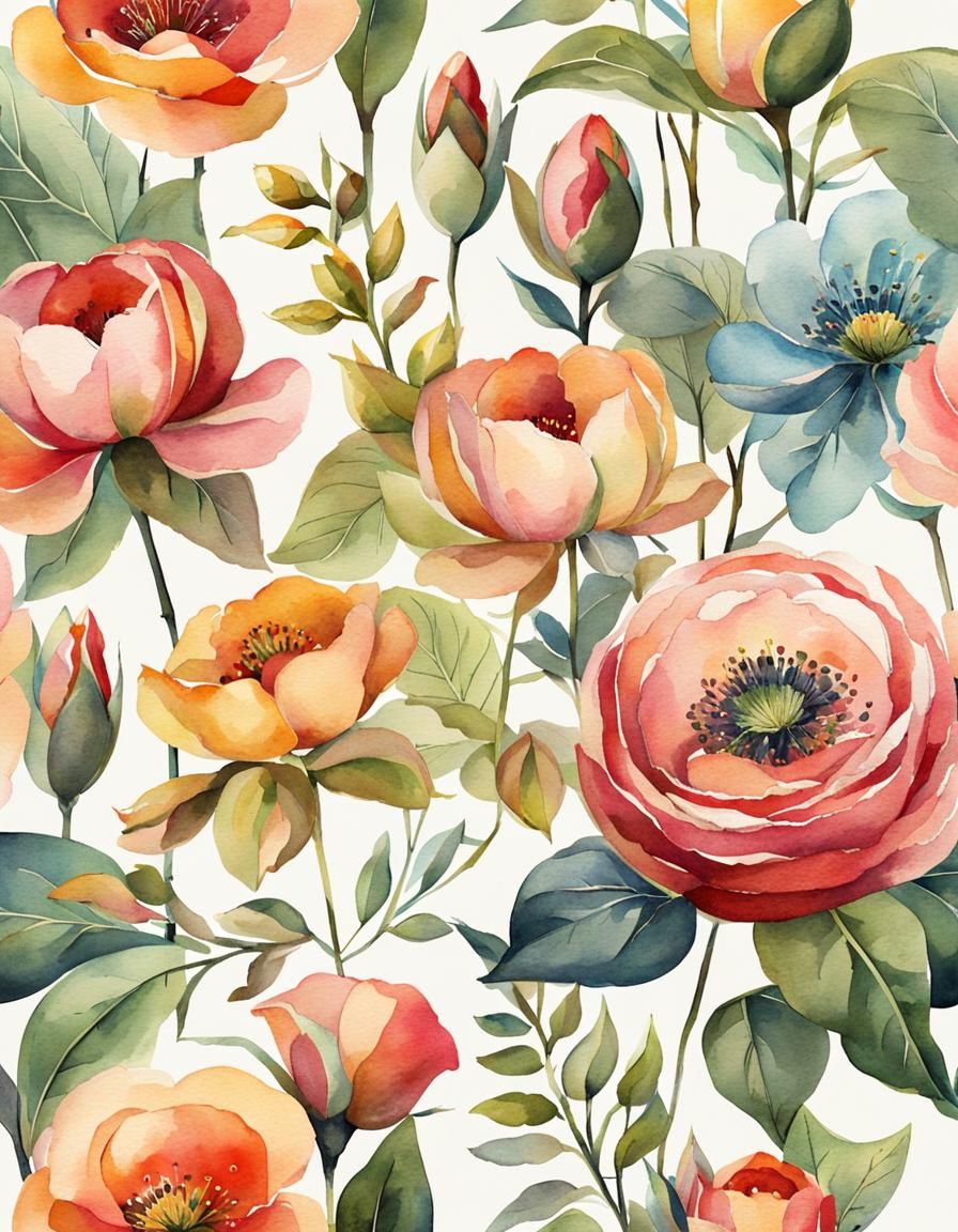 Watercolor Flowers on Vintage Books