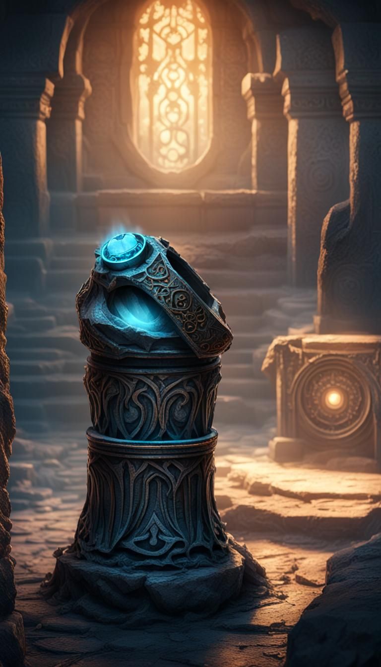 Magical Ring on Pedestal in Abandoned Temple