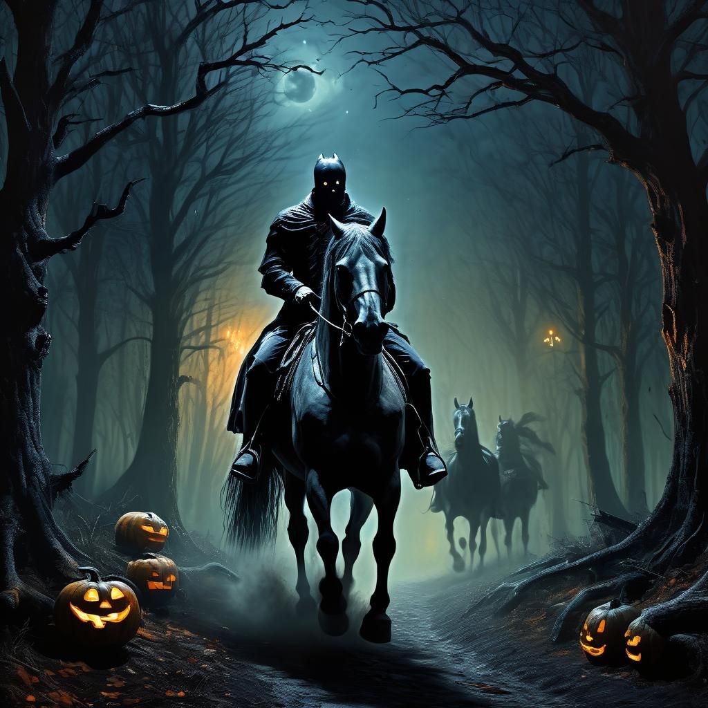 Headless Horseman Rides in Dark Fantasy Art