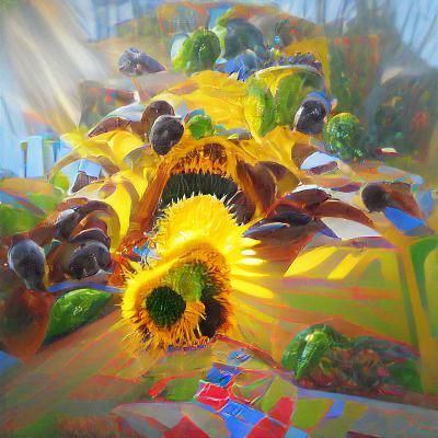 Impasto Sunflower Garden in Autumn Sunlight