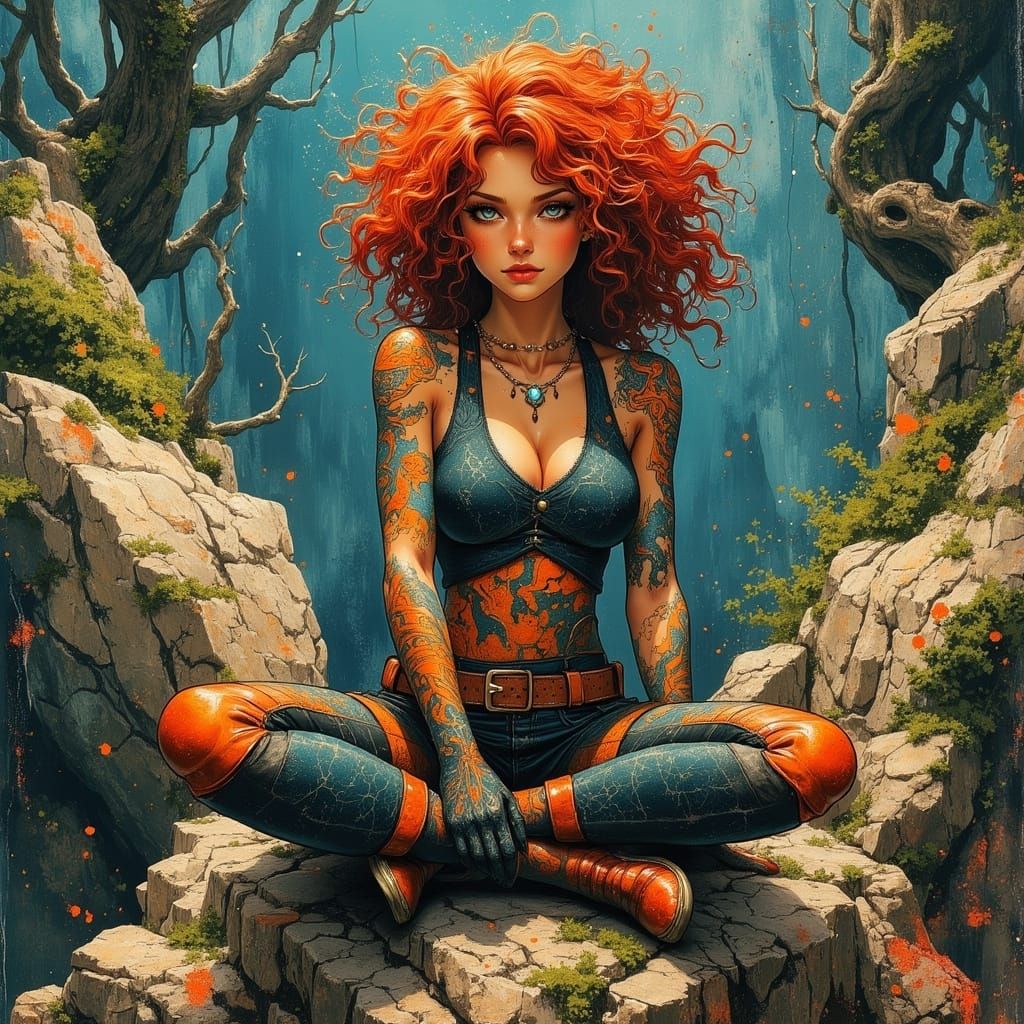 Cyberpunk Space Pirate Goddess with Intricate Tattoos