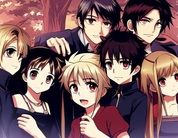 Anime Style Vintage Family Photo