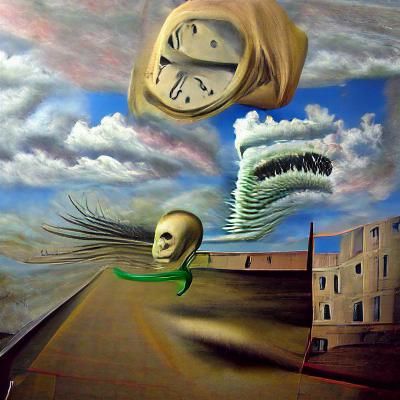 Surrealist Painting of Accelerating Time and Dread