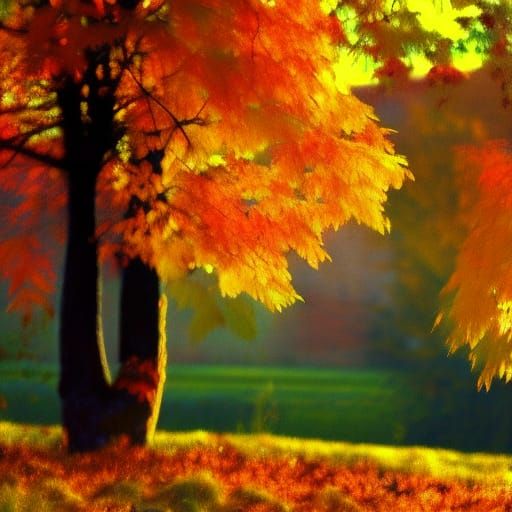 Autumn Tree in Impressionistic Style
