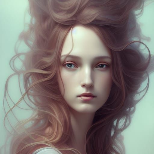 Gorgeous Woman in Liquid Rococo Fractal Style