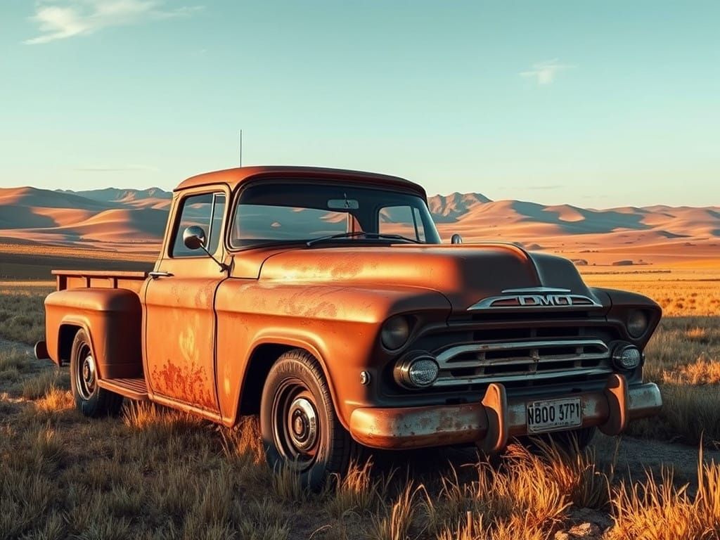 Vintage Truck in Futuristic Realism