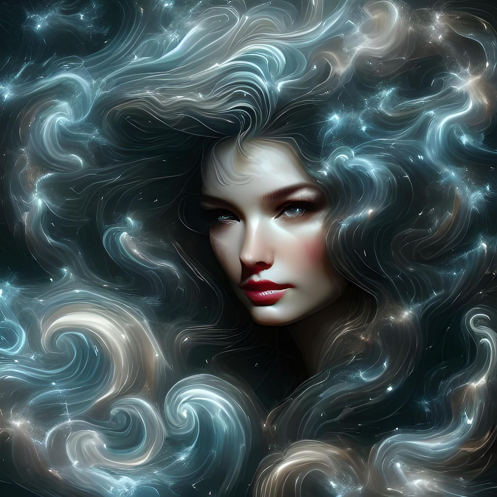 Necromancer Woman in Celtic Forest with Magic