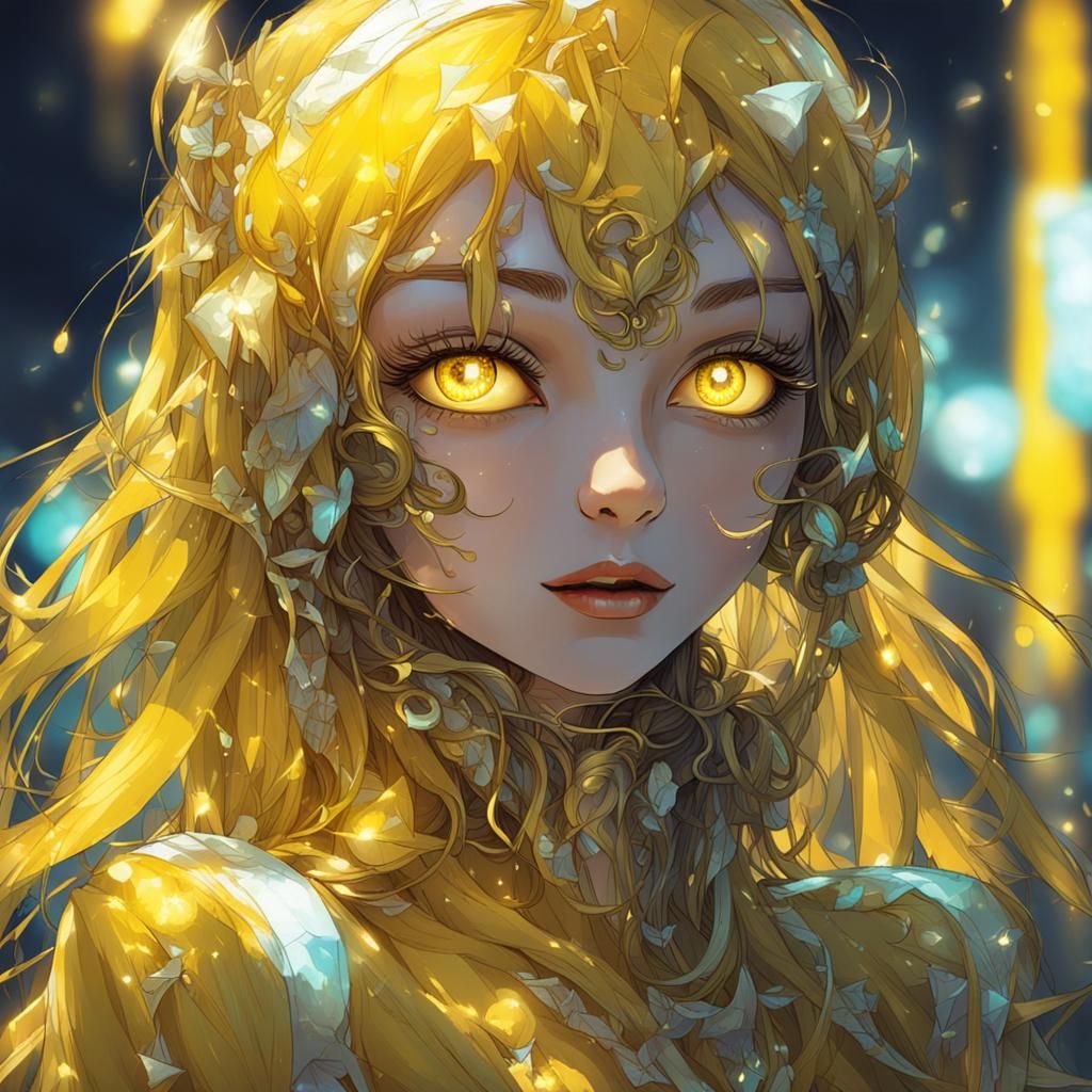 Alluring Metallic Figure Shimmers Under Electric Lights