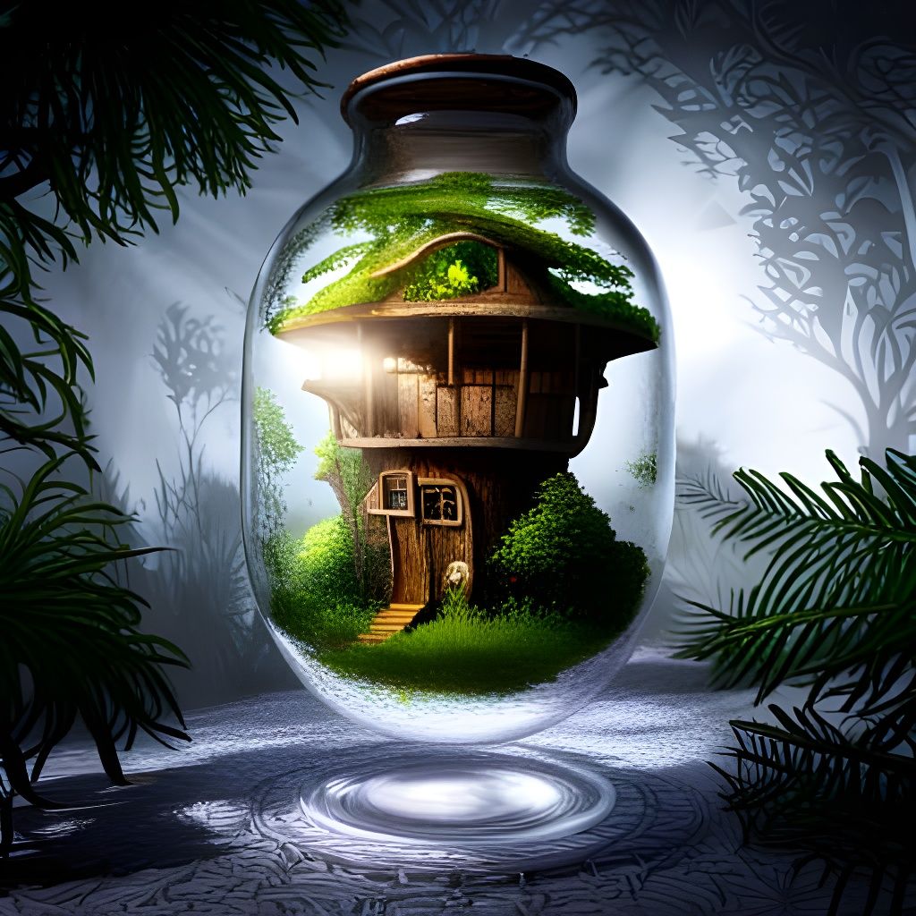 Enchanted Treehouse in Glass Bottle
