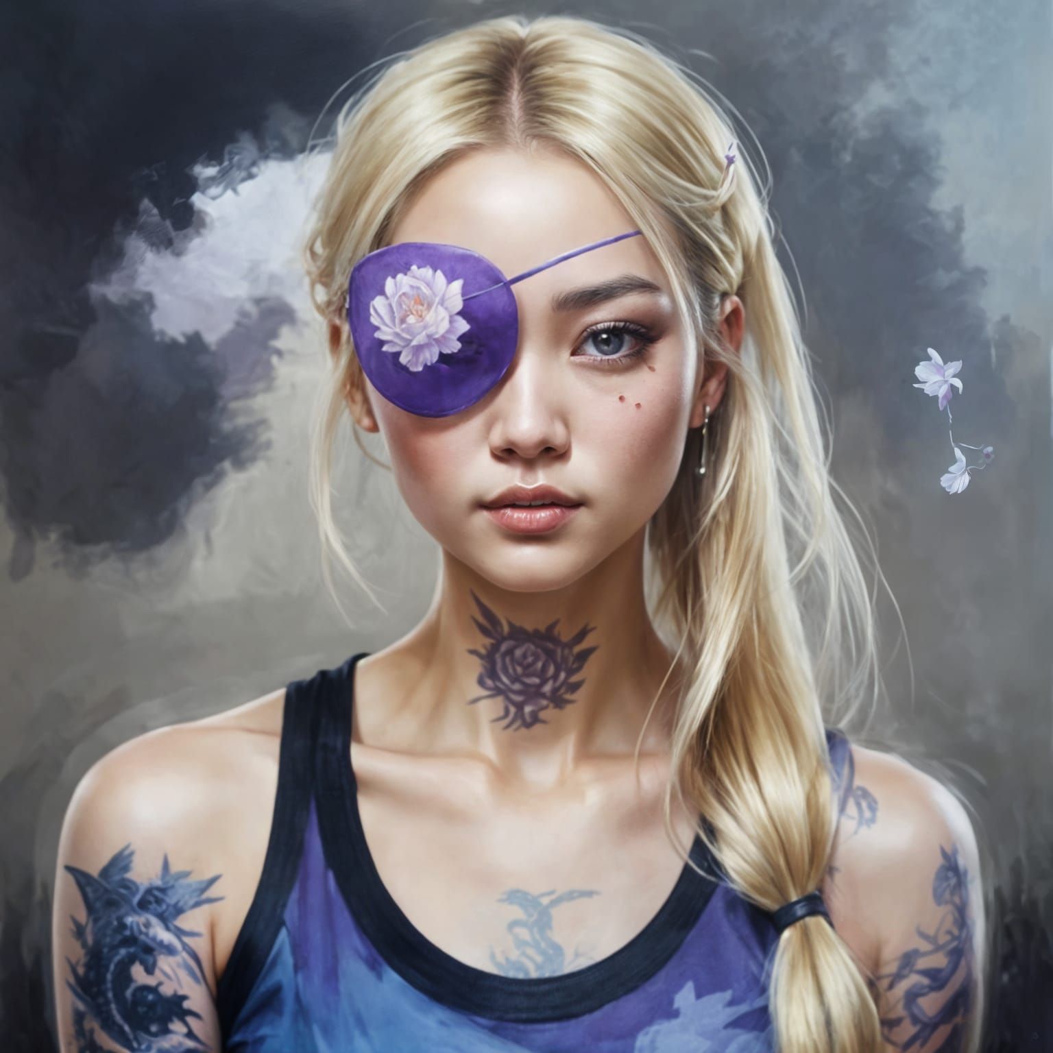 Chinese Girl with Dragon Tattoos in Fine Art Portrait