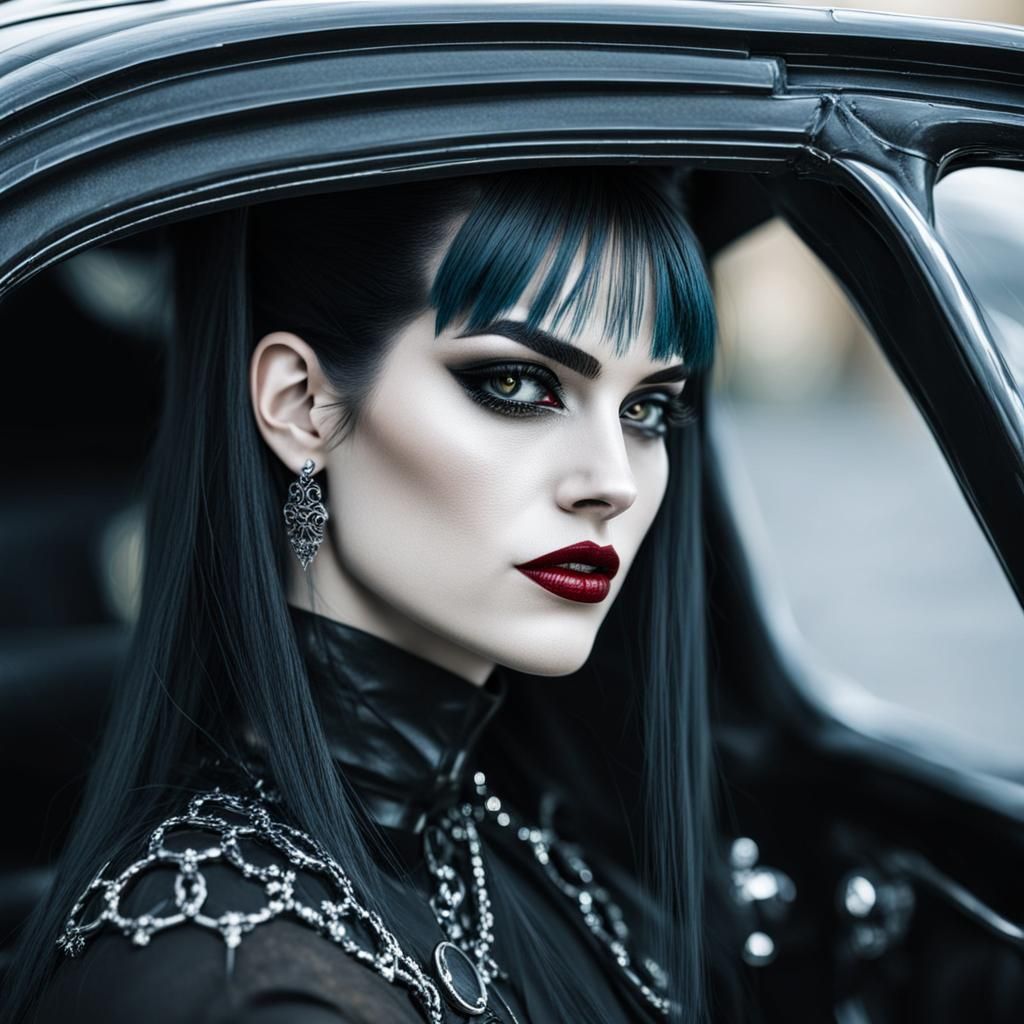 Gothic Car Female Close-up Portrait