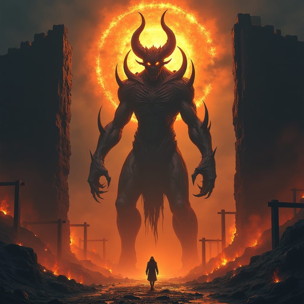Menacing Demon at the Gates of Hell