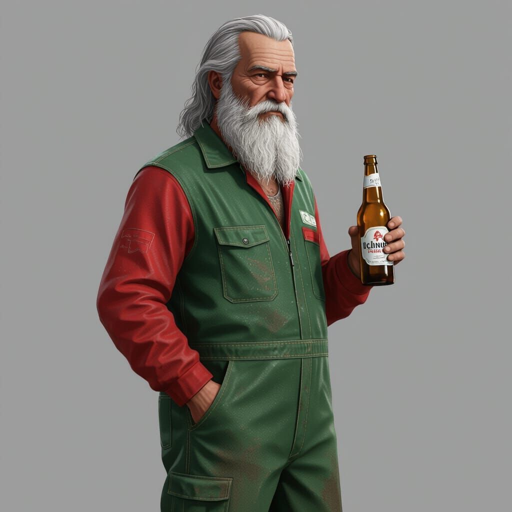 GTA V Style Old Mechanic Holding Beer