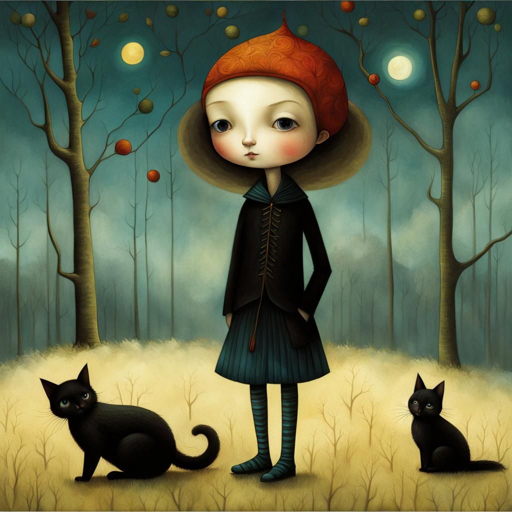 Boy on Branch: Digital Painting Illustration