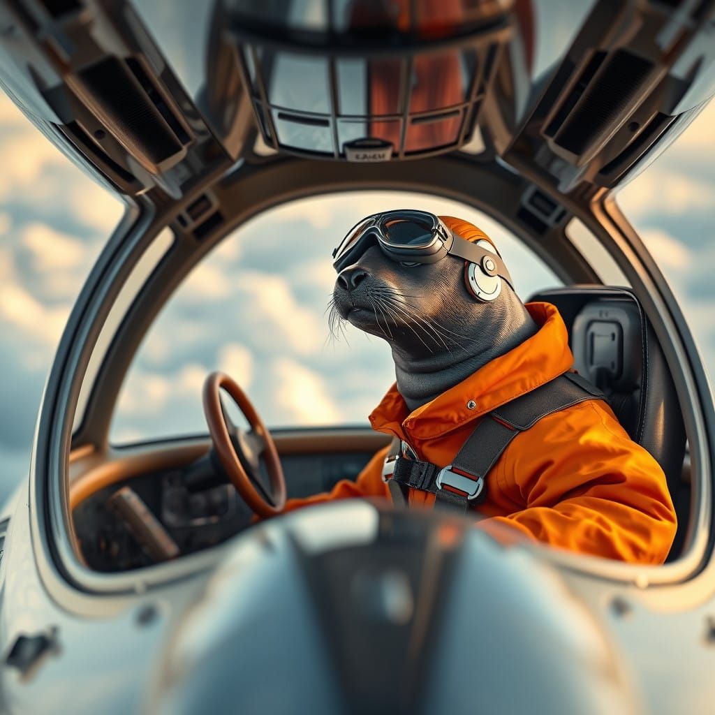 Sleek Seal Navigator in Futuristic Zeppelin