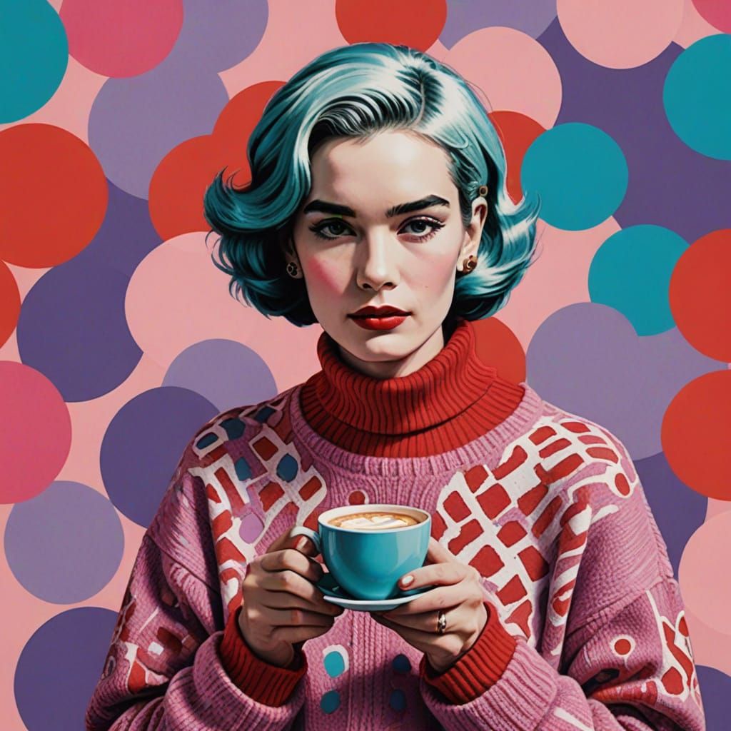 Lady in Red Cashmere, Cappuccino, and Lavender Woods in Pop ...