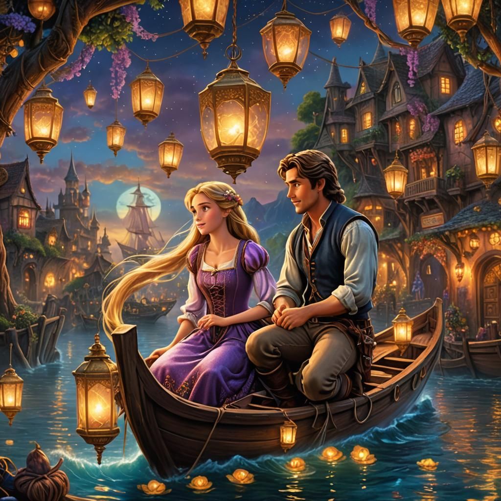 Rapunzel and Flynn Rider's Lantern Scene