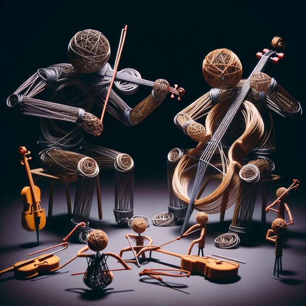 Abstract String People Playing Instruments