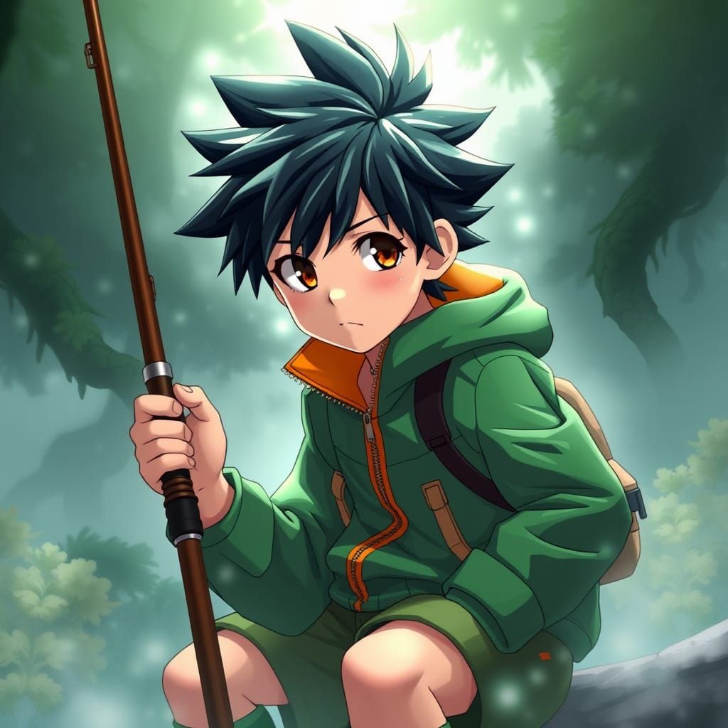 Gon Freecss Close-up: Anime Art in Ethereal Style