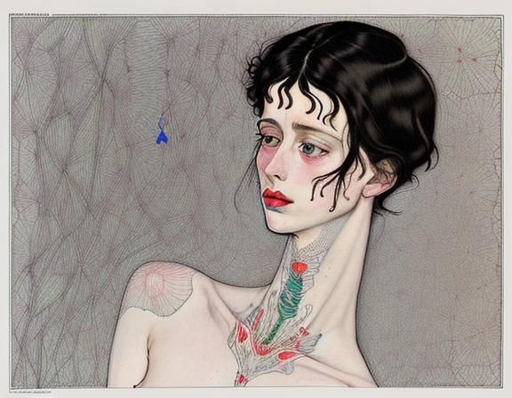 Figure Study in Expressionist Art Nouveau Style