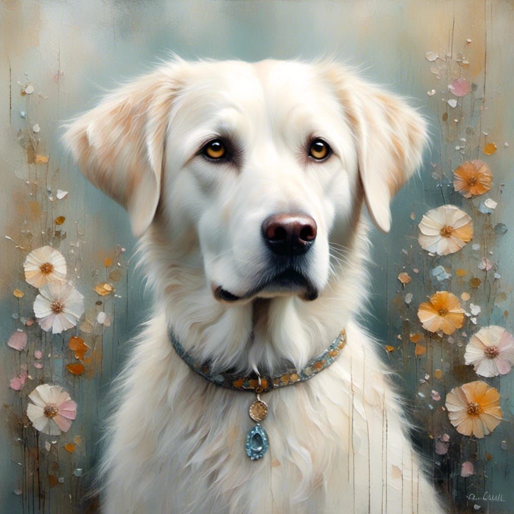 Watercolor Labrador Portrait with Prismatic Eyes