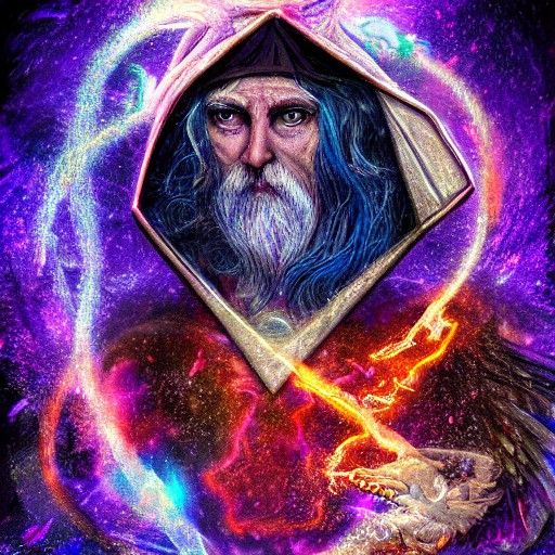 Wizard Dragon Battle in Astral Cosmic Style