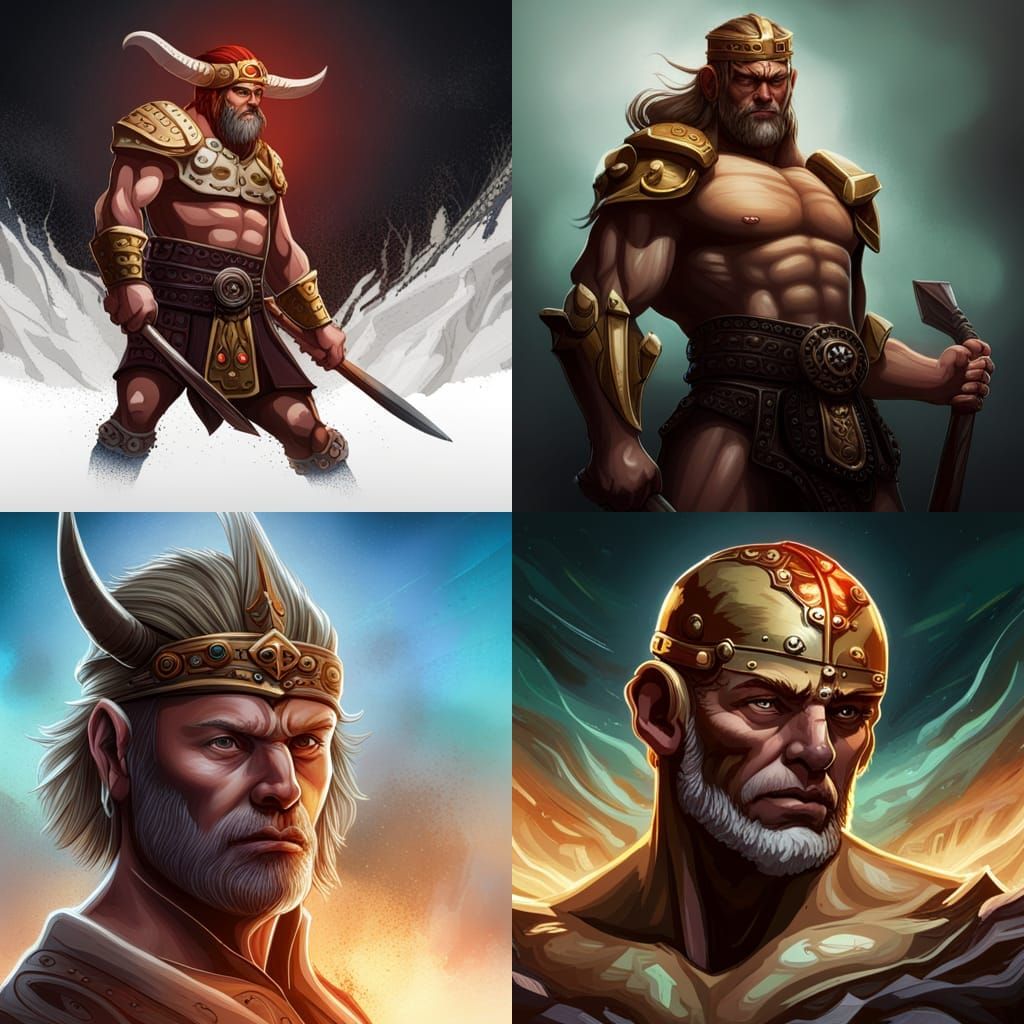 Detailed Goliath Barbarian with Skull Helmet