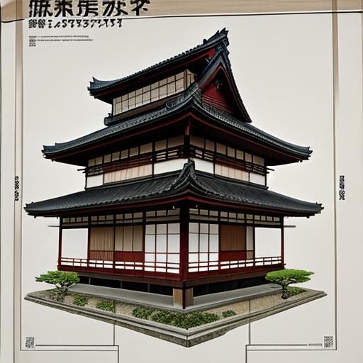 traditional Japanese building architectural blueprint