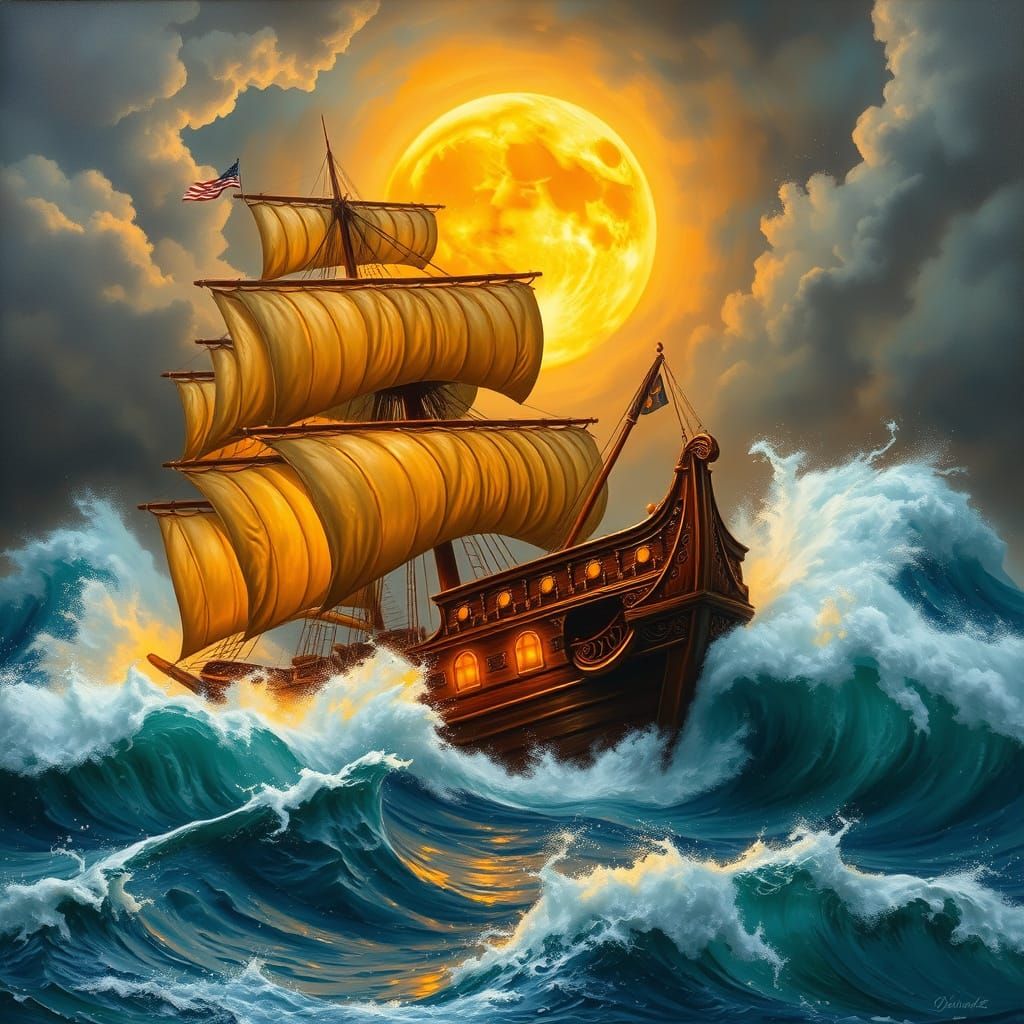 Ship on stormy sea 2