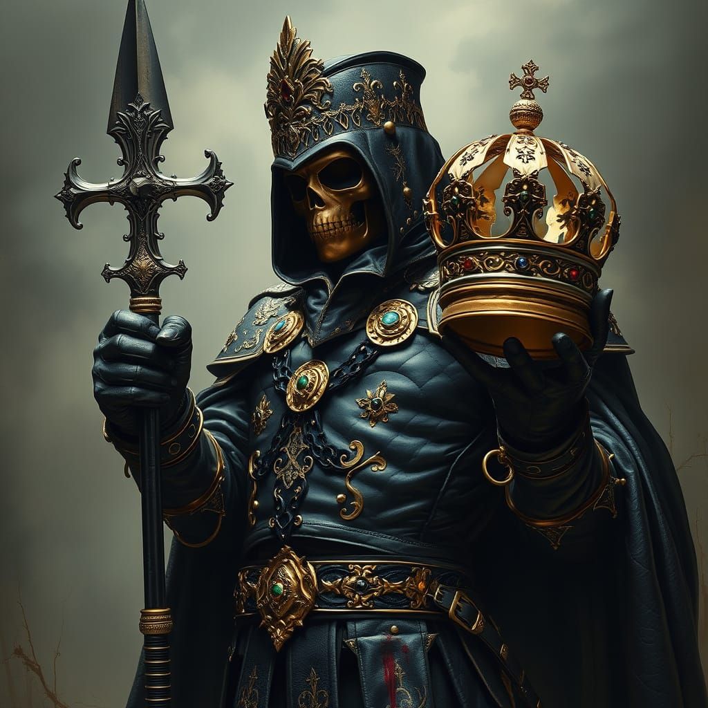Plague Doctor King Slayer in Black and Gold Armor