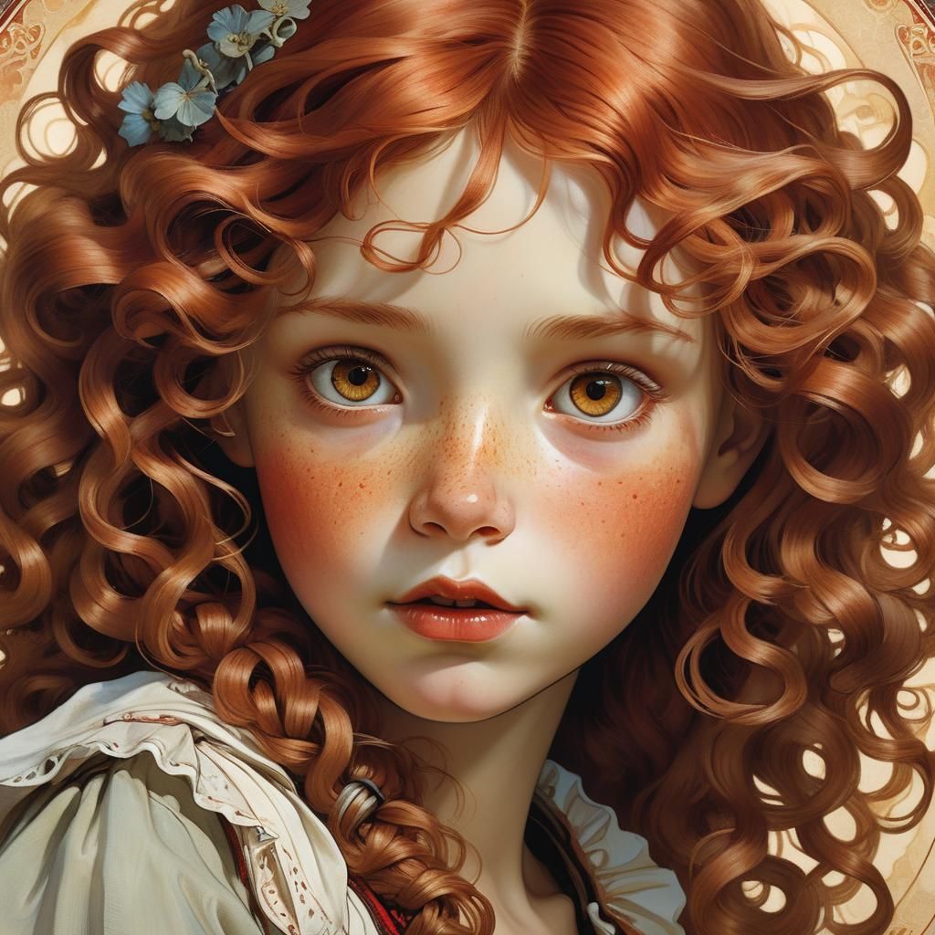 Art Nouveau Ragged Doll Portrait in Hyperrealism