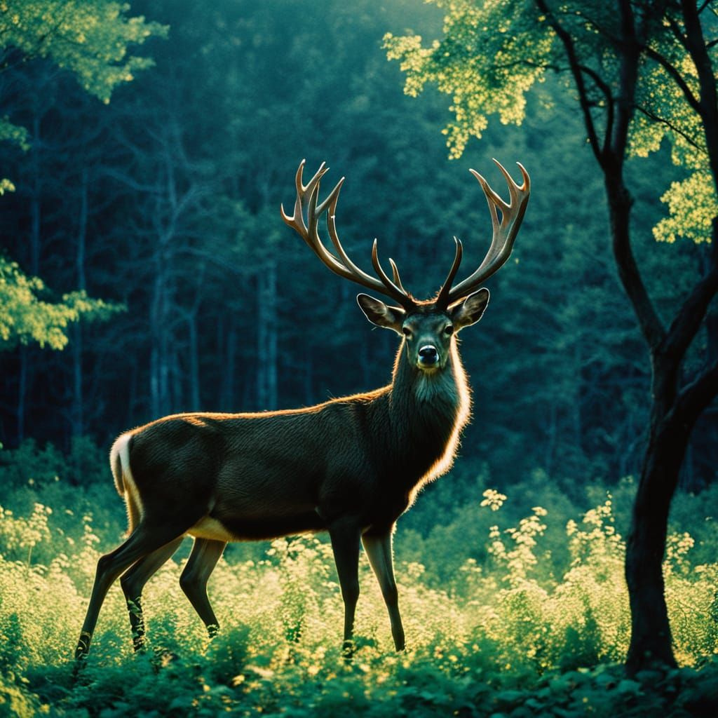 Epic Guardian Deer in Cinematic Film Style