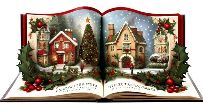 Cozy Christmas Pop-up Scene with Holly and Berries in a Vict...